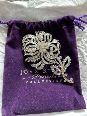 Joan Rivers Silver-Tone Clear Crystal Floral Brooch